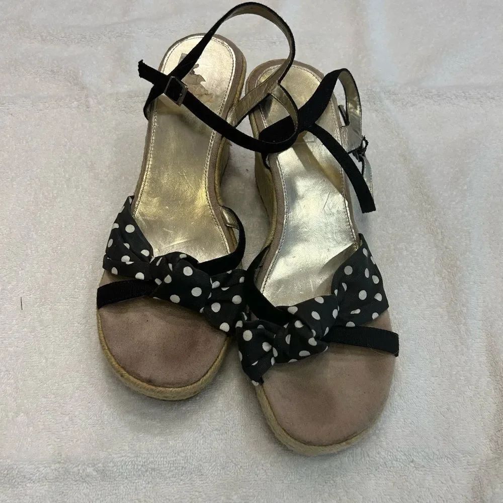 Arizona Jean Company Black and White Espadrilles with Bow Detail